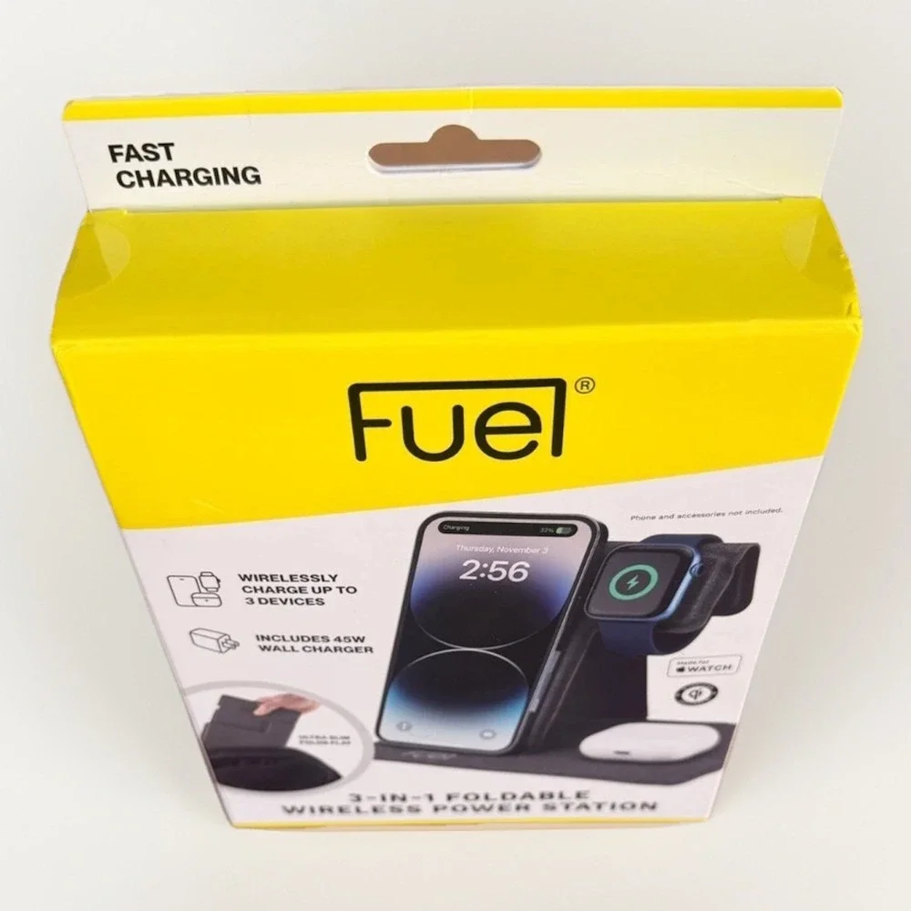 FUEL 3‎ in 1 Foldable Wireless Power Station with 45W Wall Charger - White